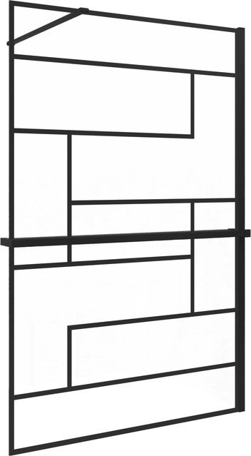 AICA Walk In Duschwand aus NANO Glas mit Gitter-Dekor in Schwarz, B: 80 cm, H: 200 cm - Bild 1