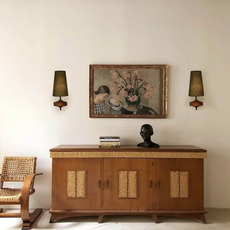 Ynhaw Wandlampe im orientalischen Vintage-Stil aus Massivholz und Stoff in Braun - Bild 2