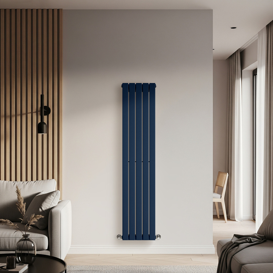 Einlagiger Design-Heizkörper Delta Vertikal in Blau, Höhe: 160 cm, Breite: 35 cm, Tiefe: 5,8 cm - Bild 1