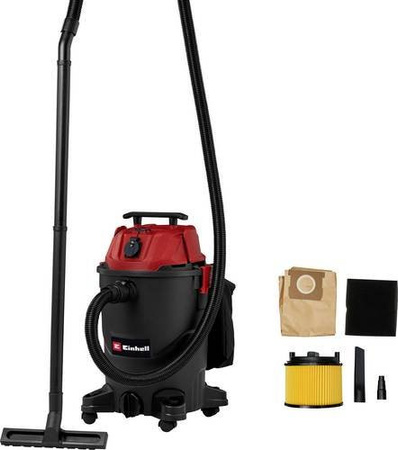 Einhell TC-VC 3055A Nass-/Trockensauger in Silber/Rot mit 30 l Fassungsvermögen und Blow-Funktion
