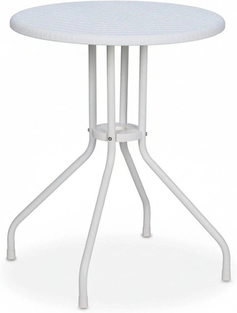 Relaxdays Gartentisch aus Kunststoff in Weiß mit Rattanoptik, B/T/H: 73 x 60 x 41 cm - Bild 1