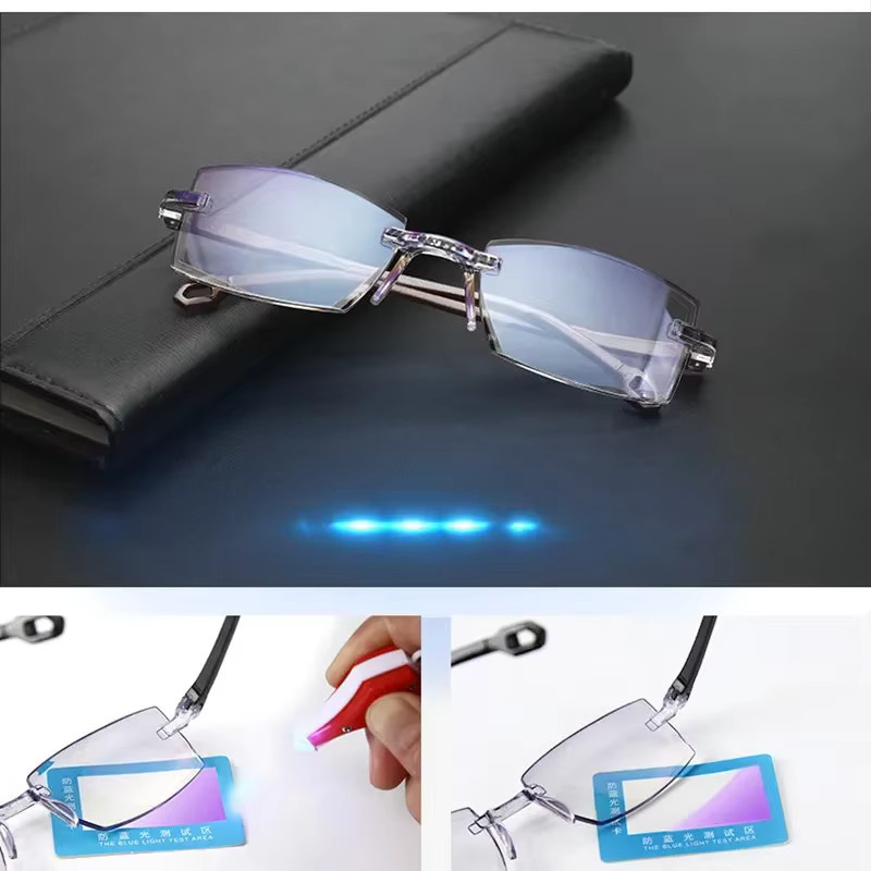 ERIKOLE Lesebrille, randlos, rechteckig, Metall, Unisex, Blaulichtfilter - Bild 4