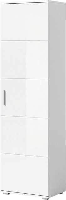 Inn.Furn Garderobenschrank Grazie Weiß Hochglanz mit Kleiderstange und Hosenregal B/T/H: 55 x 37 x 191 cm - Bild 1