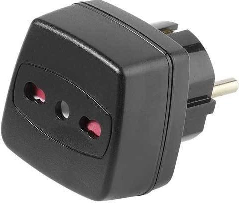 Vivanco Reisestecker für Italien mit Schuko-Stecker in Schwarz (28700) - Bild 1