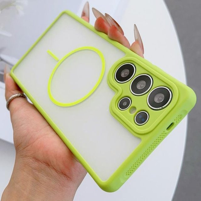 Robuste und matte Schutzhülle für Samsung Galaxy S26 S25 S24 S23 Ultra Plus mit magnetischer Funktion und kabellosem Laden in Grün - Bild 1