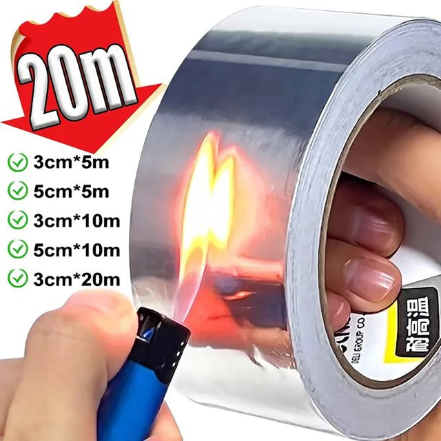Selbstklebendes Aluminiumfolien-Klebeband für Kochfelder und Arbeitsplatten, silber, feuchtigkeitsbeständig und fettdicht - Bild 1