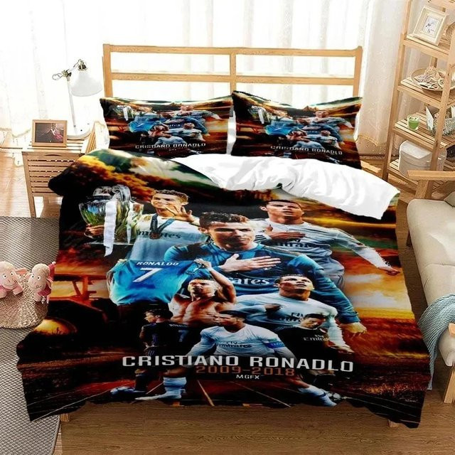 Softura 3D-Druck Bettwäscheset CR7 Fußballstar, 3-teiliges Set aus Bettbezug und Kissenbezug in Multicolour, Material Mikrofaser Polyester, Breite: 133 cm - Bild 1