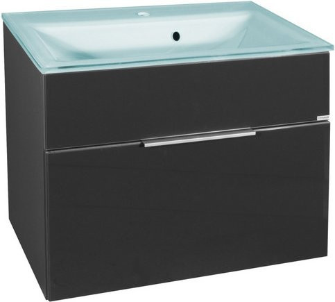FACKELMANN Waschplatz-Set KARA für dein Badezimmer in Anthrazit mit Glastüren und Soft-Close-Funktion, Breite: 80 cm - Bild 1