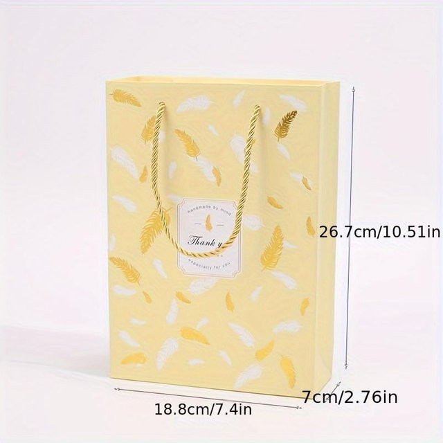 WTEMPO 10er Set Papier-Verpackungsboxen mit Feder-Motiv in Gelb und Beige - Bild 1