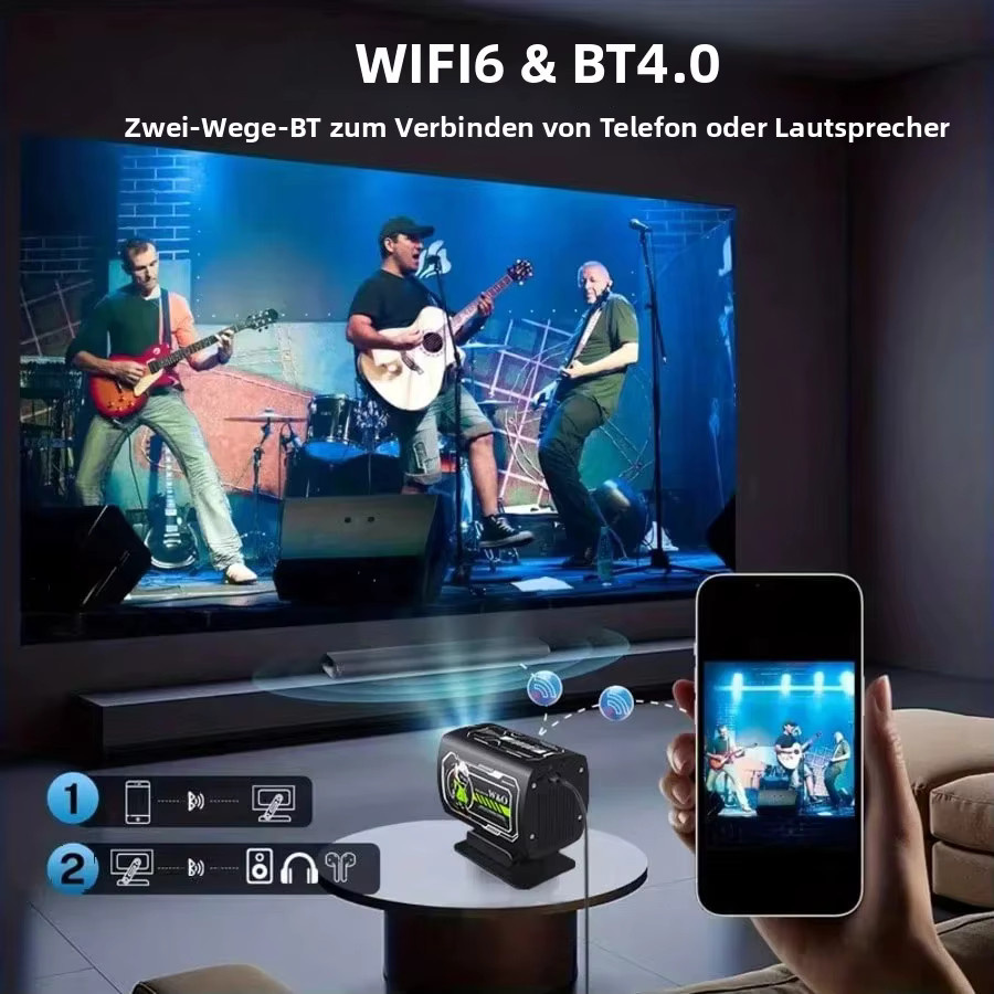 W&O Mini-Projektor Full HD mit 200 ANSI in Schwarz - Bild 4