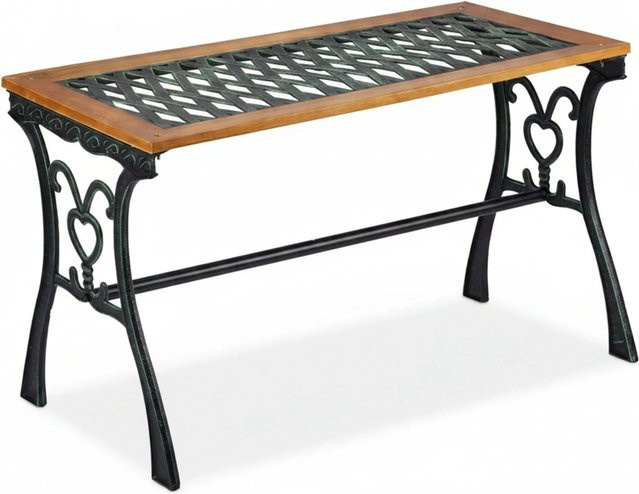 Relaxdays Gartentisch im Shabby-Chic aus Gusseisen und Holz in Schwarz, B/T/H: 98 x 58 x 47 cm - Bild 1