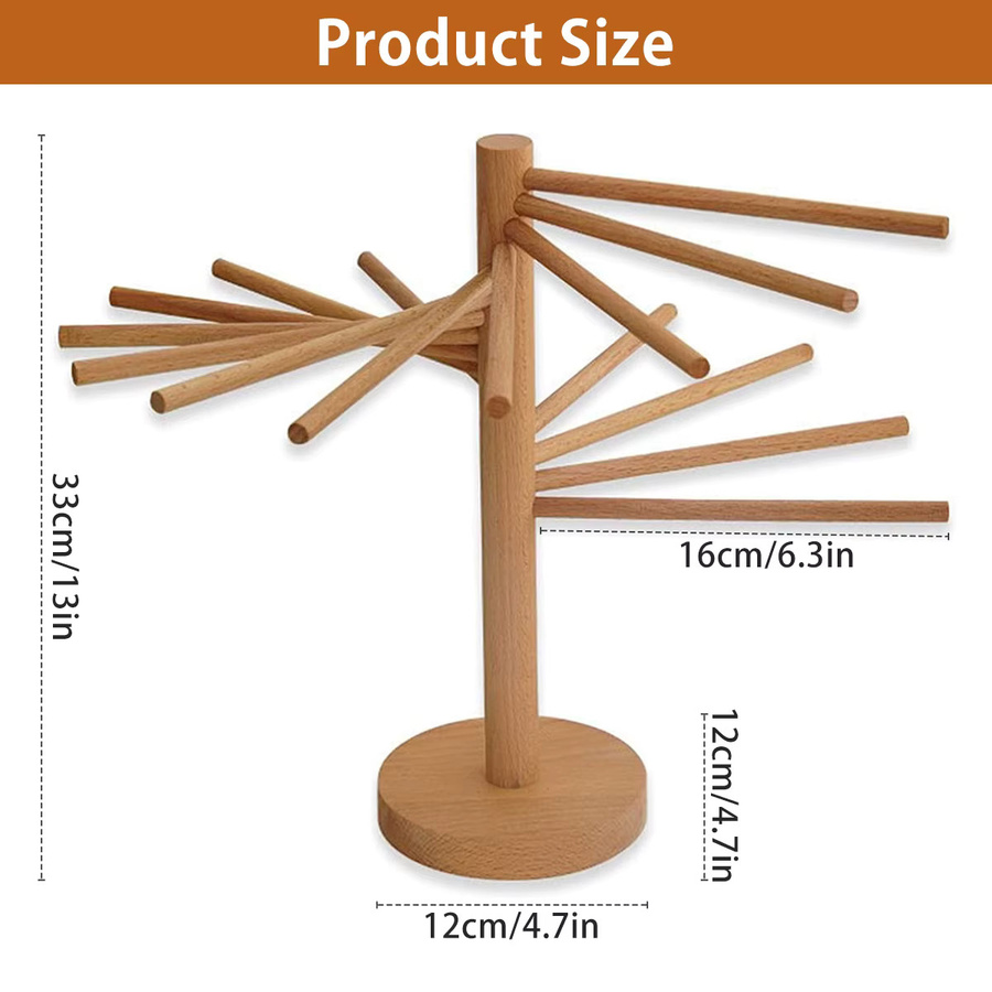 Willstar Faltbares Nudelholz zum Trocknen von Pasta und Spaghetti, Rund, Braun, Höhe: 33,0 cm, Breite: 16,0 cm - Bild 4