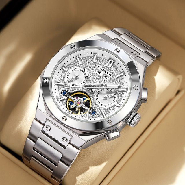 X-GEAR Armbanduhr Automatik, Edelstahl, Diamant, Herren - Bild 1