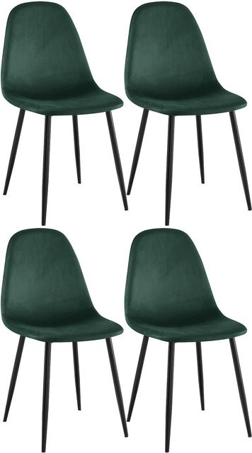 CLP Esszimmerstühle Napier 4er Set gepolsterte Küchenstühle aus Velvet mit Rückenlehne - Bild 1