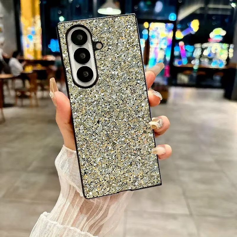 Luxuriöse Glänzende Kunstdiamant-Strass-Handyhülle aus hartem PC für Samsung Galaxy Z Fold 7 6 5 4 3 5G in Gold und Multicolour - Bild 1