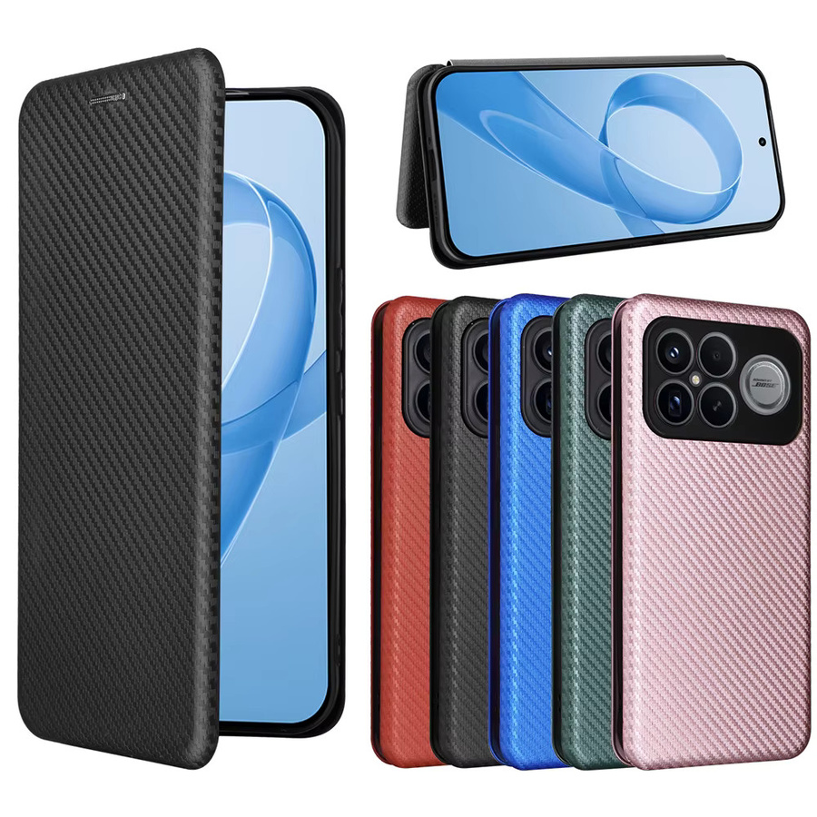 Magnetische Flip-Schutzhülle mit Carbon-Faser-Muster für Xiaomi Poco F8 Pro Ultra F7 F6 X6 X5 M6 in Schwarz und Grün mit Kartenfach - Bild 6