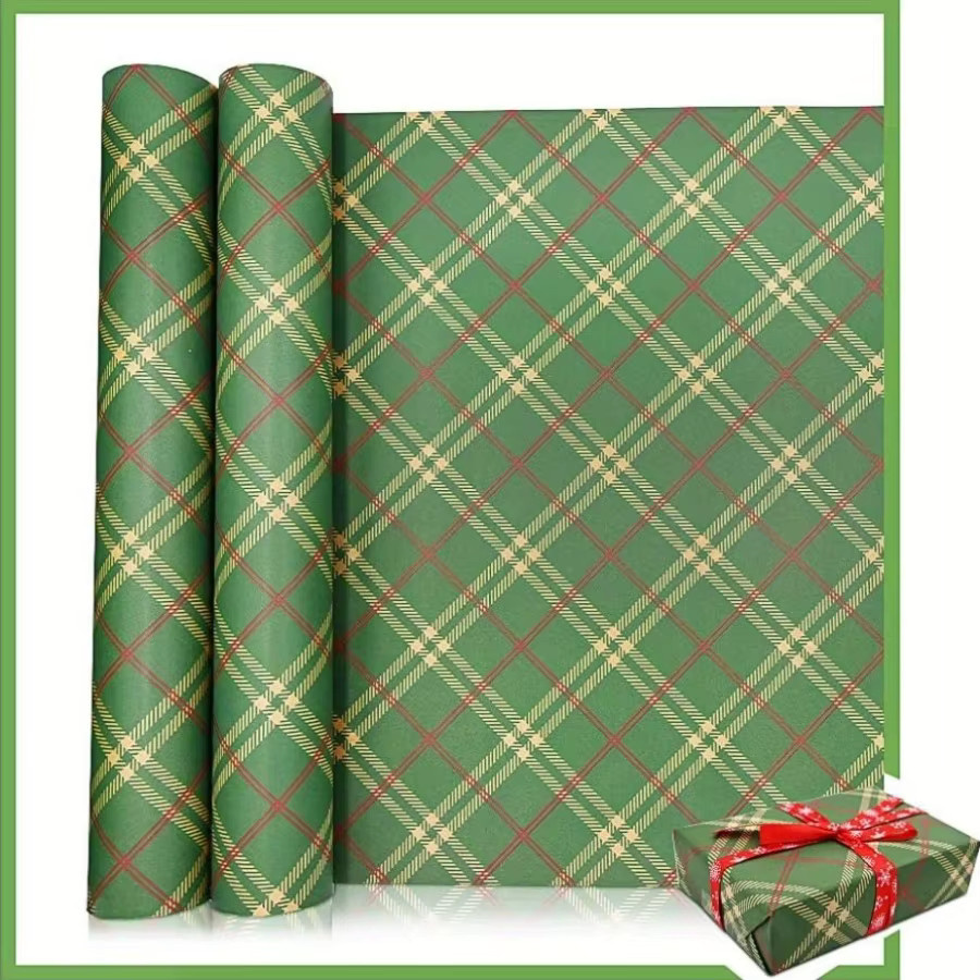 Weihnachts-Geschenkpapier mit grünem und rotem Karomuster, Breite: 43 cm, Länge: 300 cm - Bild 4