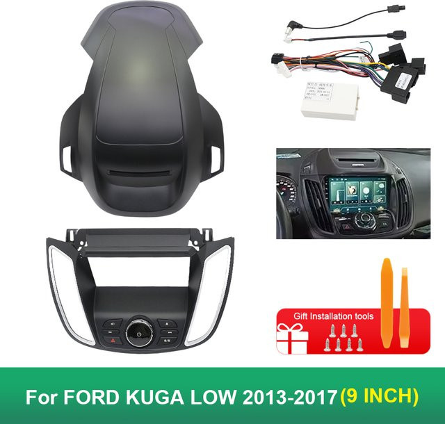9 Zoll 2 DIN Car Audio Rahmen für Ford Kuga Low 2013-2017 Navigations-Fascia-Panel in Schwarz - Bild 1