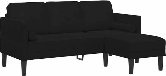 vidaXL Sofa Set in L-Form aus Samt mit Kissen, Schwarz - Bild 1