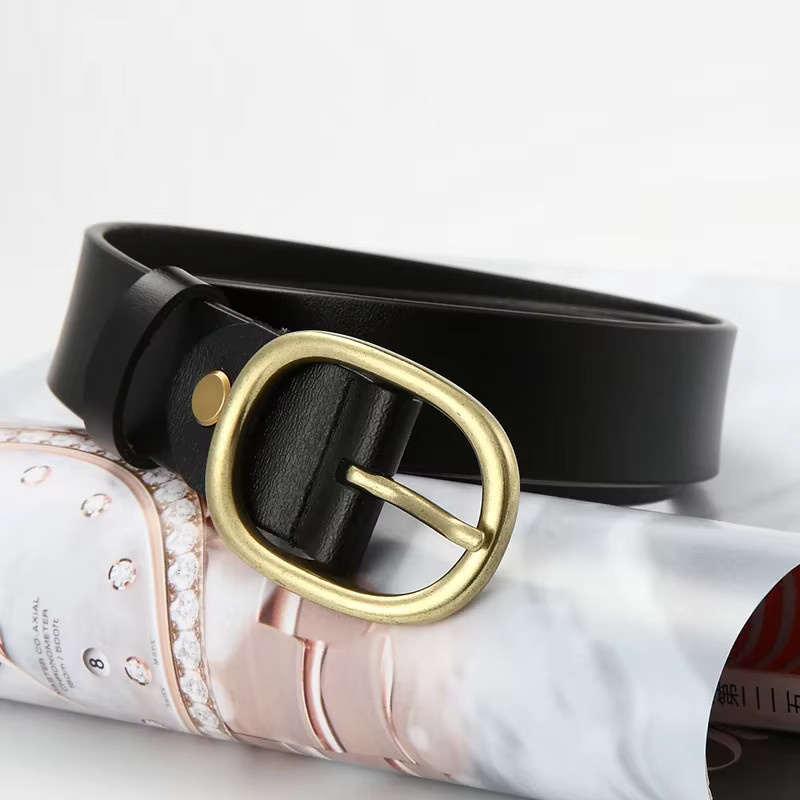 Dinisiton Gürtel Echt Leder, Gold Nadel Schnalle, Damen - Bild 2