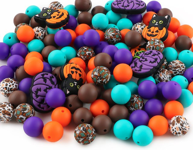 kovict Silikon Perlen Halloween Serie, Blume, 44 Teile/los - Bild 1