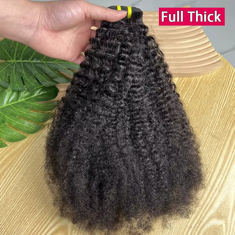 GDYLuxury Afro Kinky Curly Rohhaar-Extensions, Doppelter Haaransatz - Bild 2