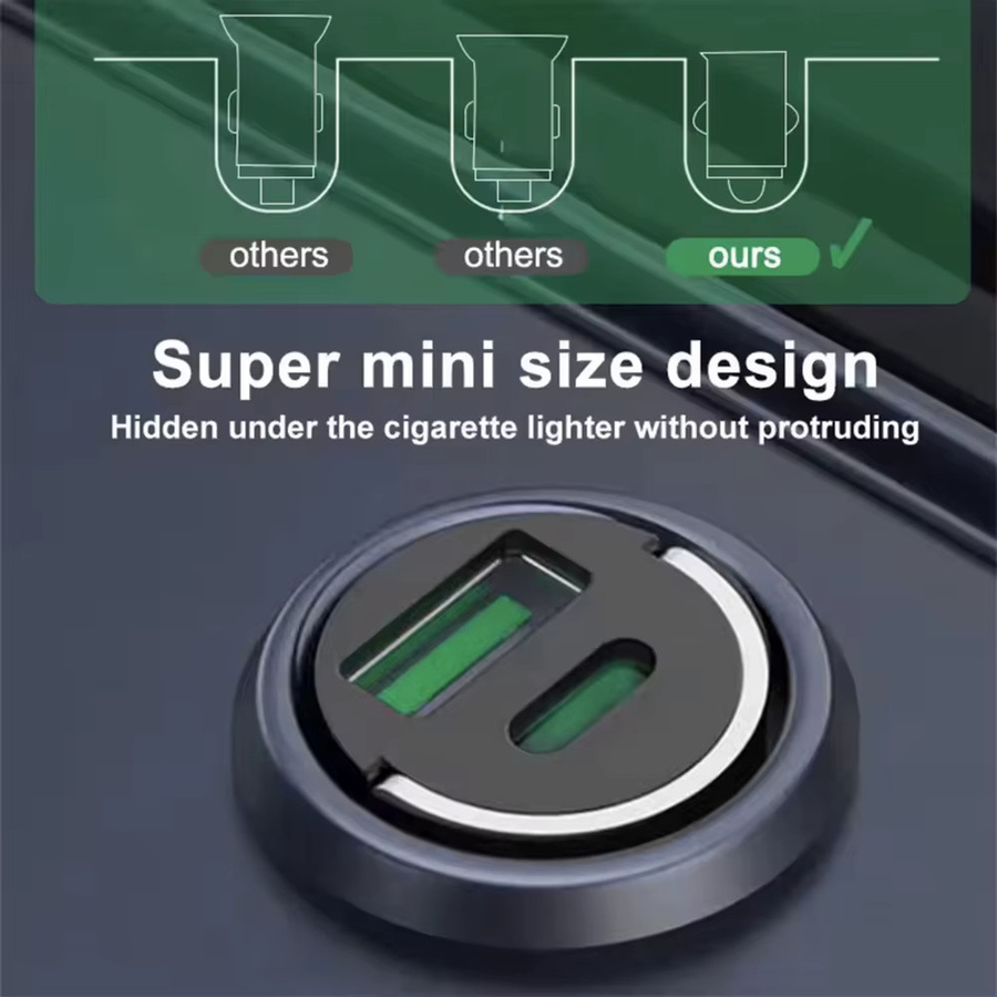 WDSZKMYF 200W Mini Dual Ports USB 2in1 Auto Ladegerät in Schwarz mit Schnellladefunktion für iPhone, Xiaomi, Huawei und Samsung - Bild 4