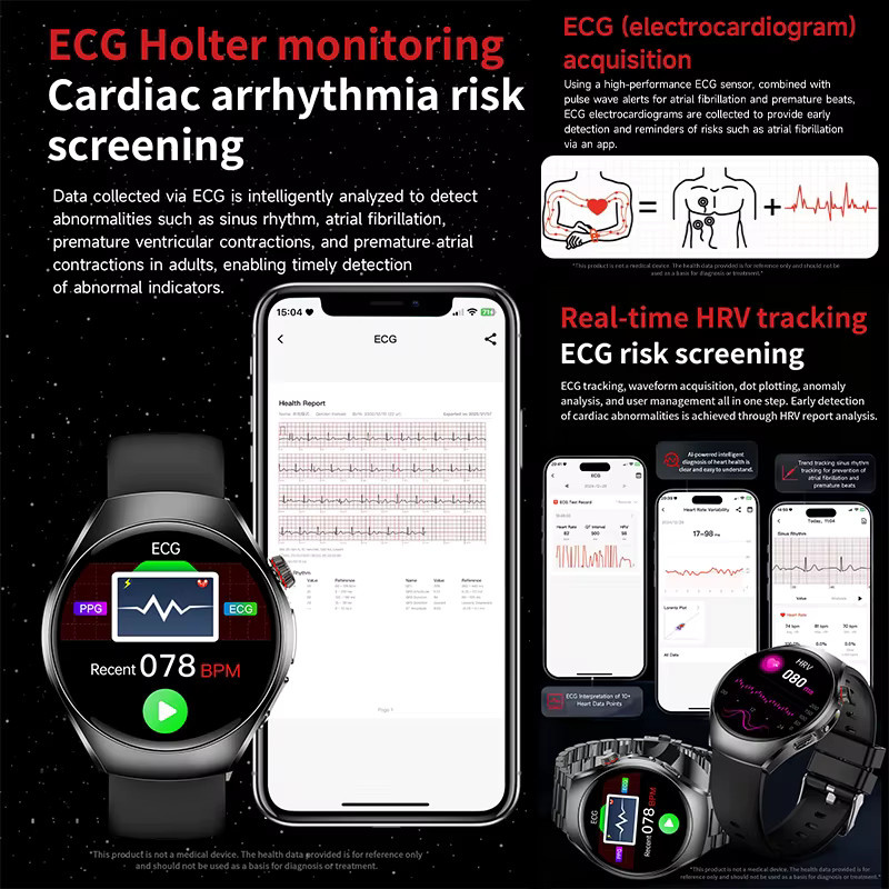 Yaocx Smartwatch für Männer und Frauen mit EKG, Herzfrequenzmessung, Blutdruck- und Harnsäure-Diagnose, wasserdicht, Farbe: Blau - Bild 5
