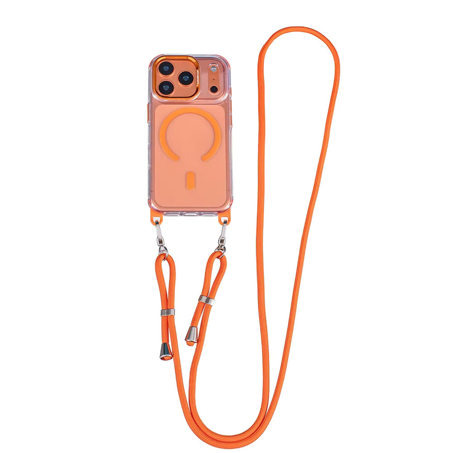 Xeber Magnetische Riemen-Magnethülle für iPhone 16, 15, 14, 13, 12, 11 Pro Max Plus mit Magsafe, transparente Umhängetasche mit Umhängeband in Gold - Bild 5