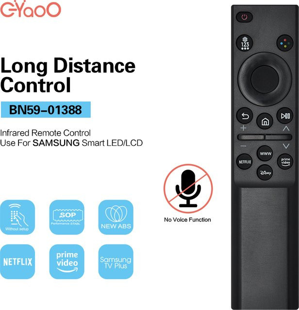 Samsung BN59-01388 Universelle Smart-TV-Fernbedienung für LED-LCD Fernseher in Schwarz mit Netflix und Prime Video Tasten - Bild 1