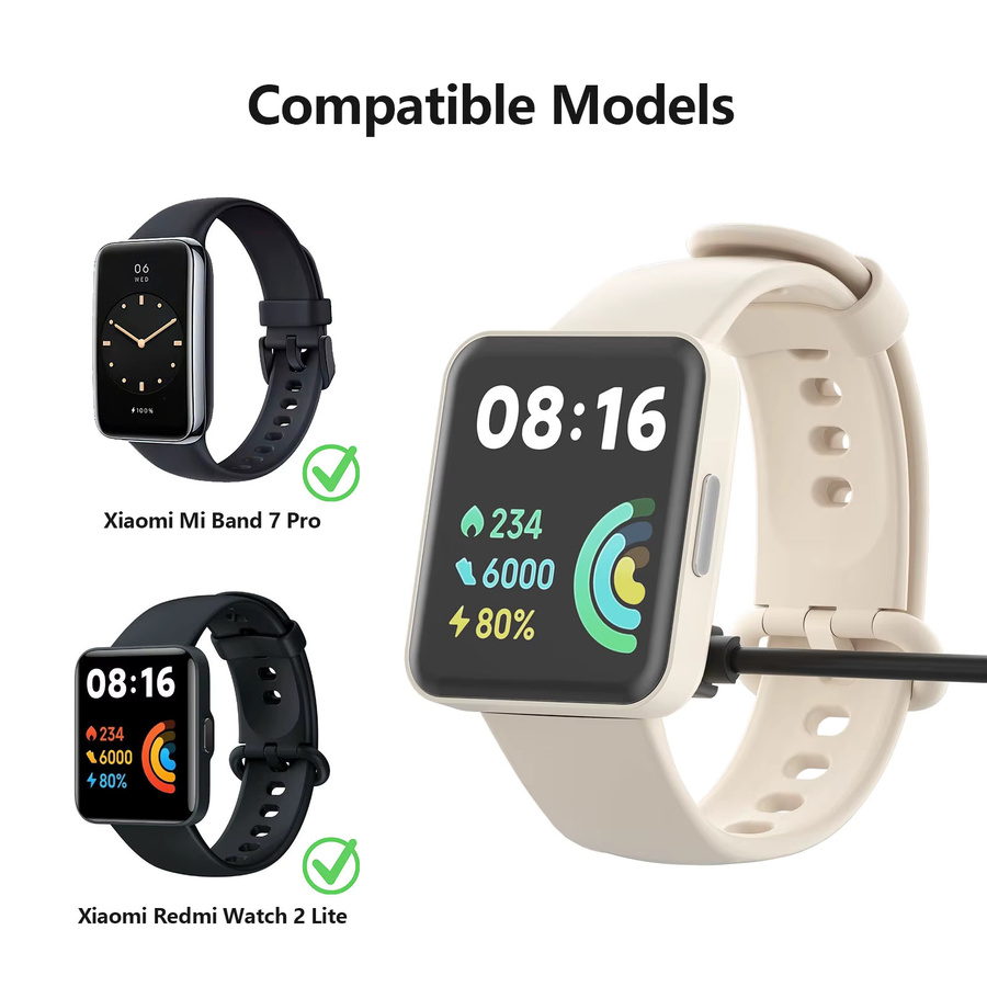 Xiaomi USB-Ladegerät und Ladekabelständer aus Silikon für Mi Band 7 Pro, Redmi Watch 2 und Redmi Watch 2 Lite in Schwarz - Bild 2