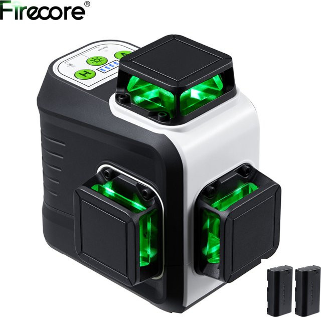FIRECORE 360 Laser Level G50 mit 12 Linien, 3D Selbstnivellierend, Grünes Laser-Nivelliergerät, Schwarz-Grün, inklusive 2 Stück 5200 mAh Li-Ionen-Akkus - Bild 1