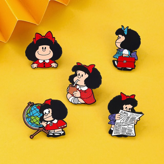 Potdemiel Emaille-Pin, Mafalda, 5 Stück - Bild 1