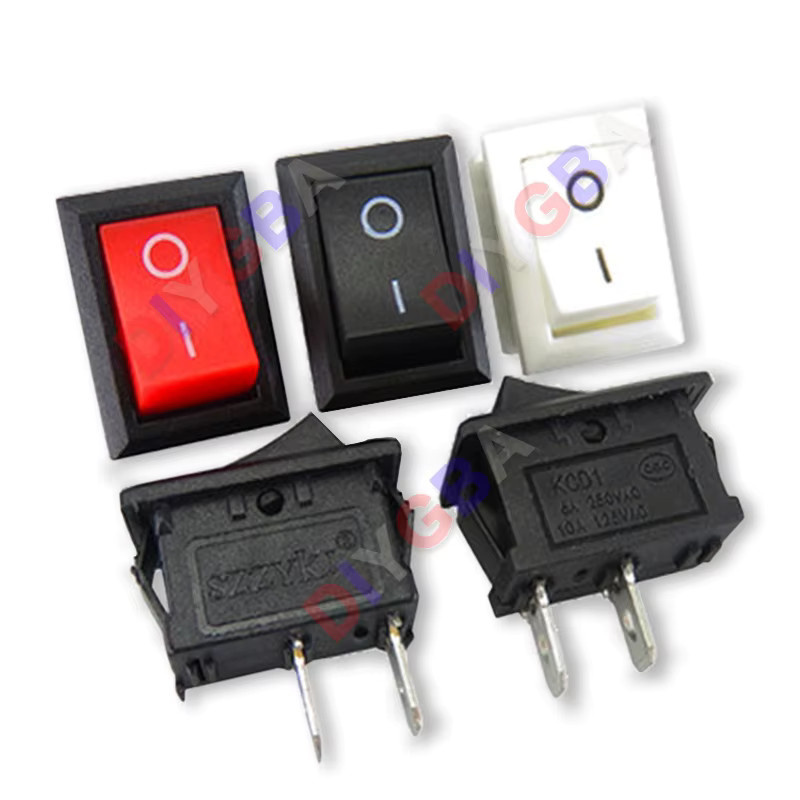 10er Set DIYGBA KCD01-117S Wippschalter mit Ein/Aus-Funktion SPST 2-Pin in Schwarz und Rot, Maße: 15 x 21 mm, 6A/250V 10A/125V - Bild 2
