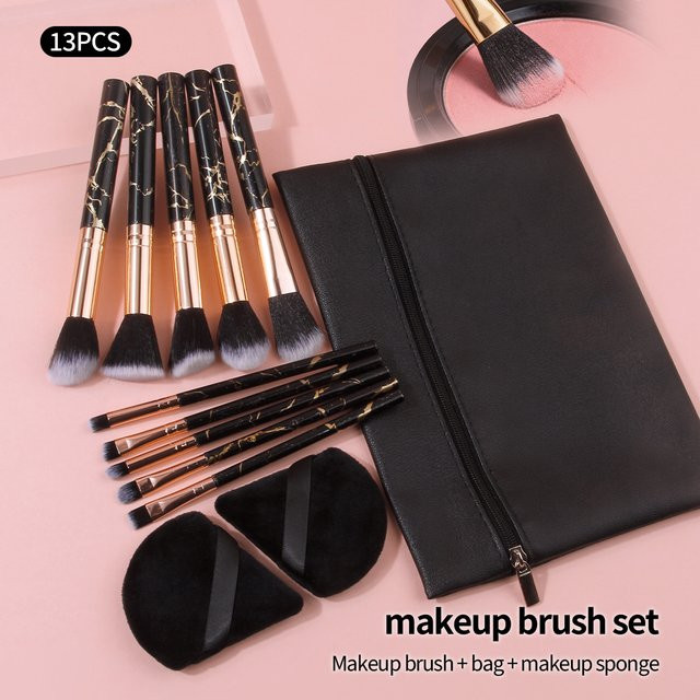 KOSSHOW Make-up-Pinsel-Set mit Kosmetiktasche, 13-teilig, Schwarz, Unisex - Bild 1