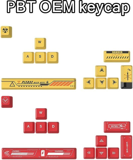 KOYDing Keycaps im OEM-Profil aus PBT-Material für mechanische Tastaturen mit MX-Schaltern, Gelb - Bild 1