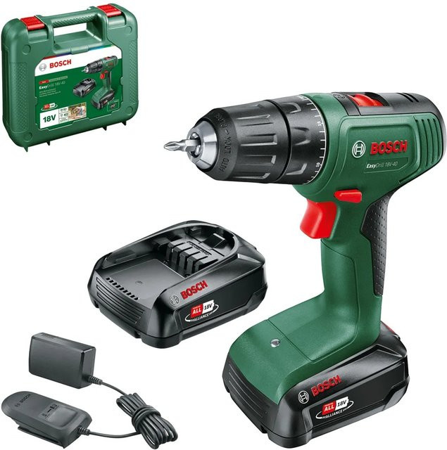 Bosch EasyDrill 18V-40 Akku-Bohrschrauber in Grün mit 2 Akkus (2 Ah) und Ladegerät - Bild 1
