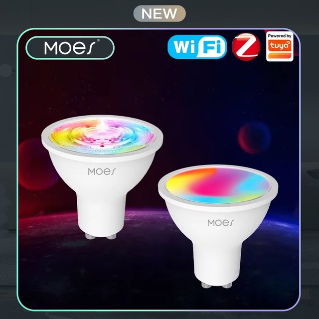 MOES Smart GU10 LED Glühbirne mit RGB-Farbwechsel, dimmbar, ZigBee und Wi-Fi Konnektivität, kompatibel mit Alexa, Google Assistant und Smart Life App - Bild 1