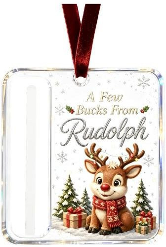 Personalisierter Acryl-Geldclip von Aunel als Weihnachtsanhänger mit Rentier-Motiv in Mehrfarbig - Bild 1