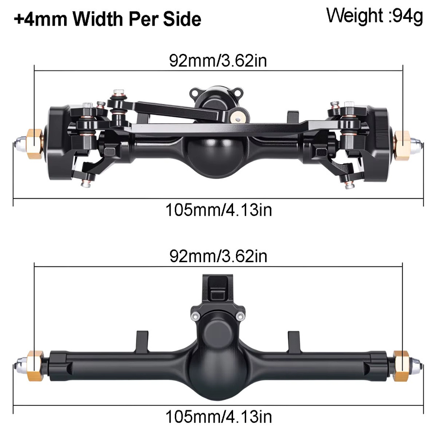 MALOM RC CNC-gefräste Aluminium-Planetenachsen, 3-teiliges Set, 1:24, Metall, Schwarz - Bild 2