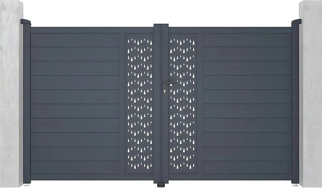 Vente-unique Flügeltor Gregor aus Aluminium in Anthrazitgrau, Breite: 300 cm - Bild 1