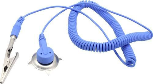 Quadrios ESD-Erdungskabel Blau mit Krokodilklemme und Druckknopf 10 mm, Länge: 1,80 m - Bild 1