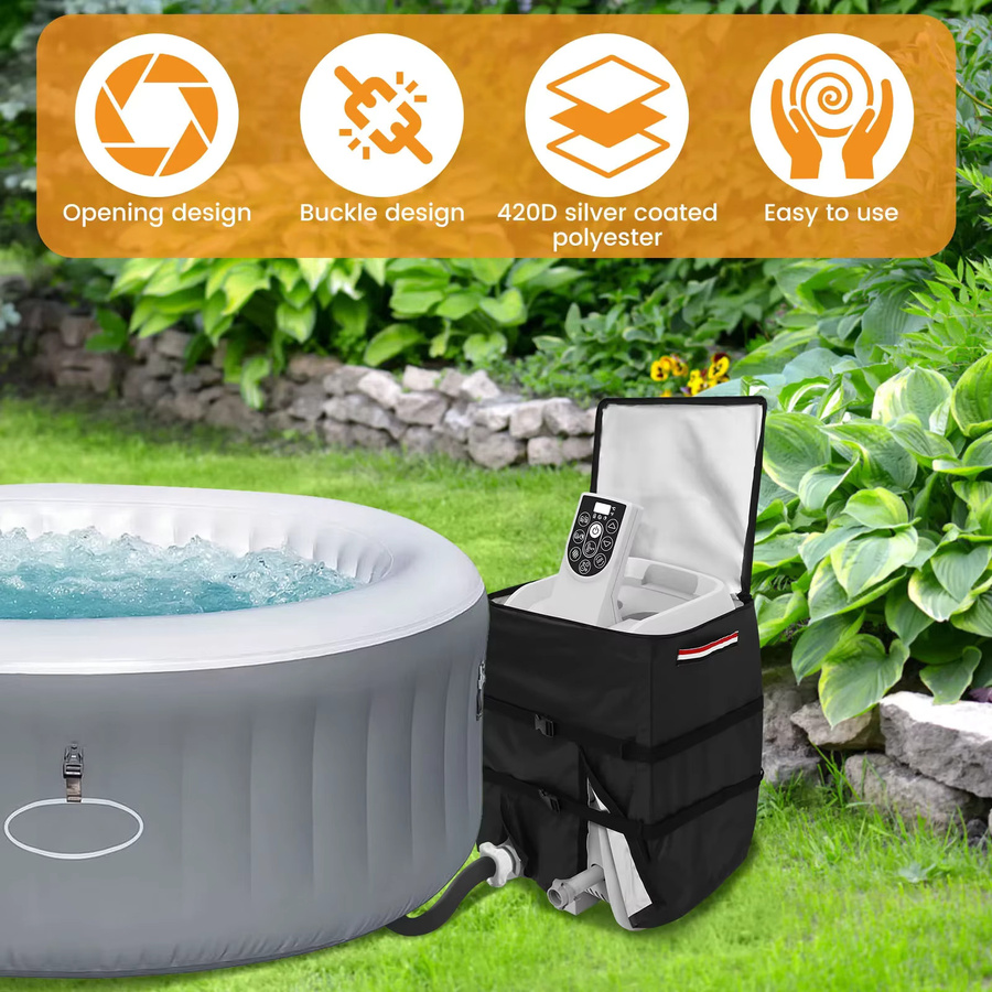 Wasserdichte schwarze Abdeckung für Whirlpool-Heizpumpen und Outdoor-Pool-Zubehör aus Kunststoff - Bild 2