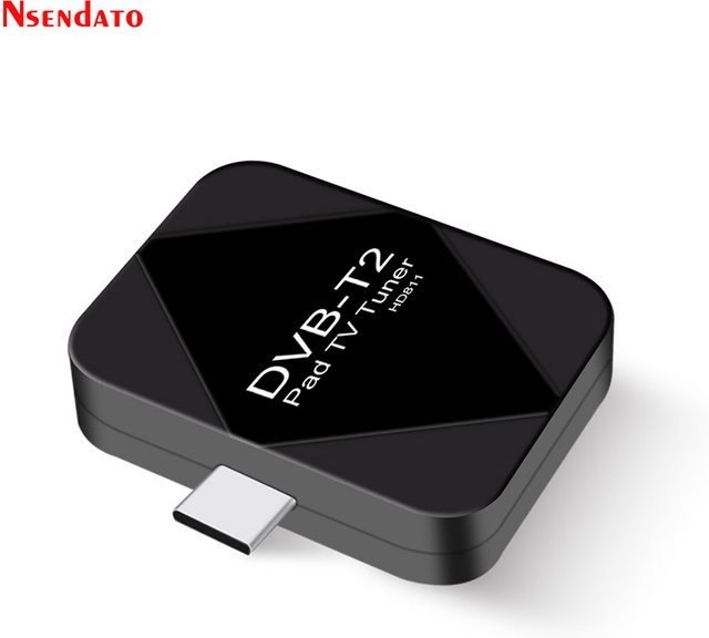 Nsendato USB Typ-C DVB-T2 TV-Tuner Stick mit Antenne für Android-Smartphones und Tablets, Schwarz - Bild 1