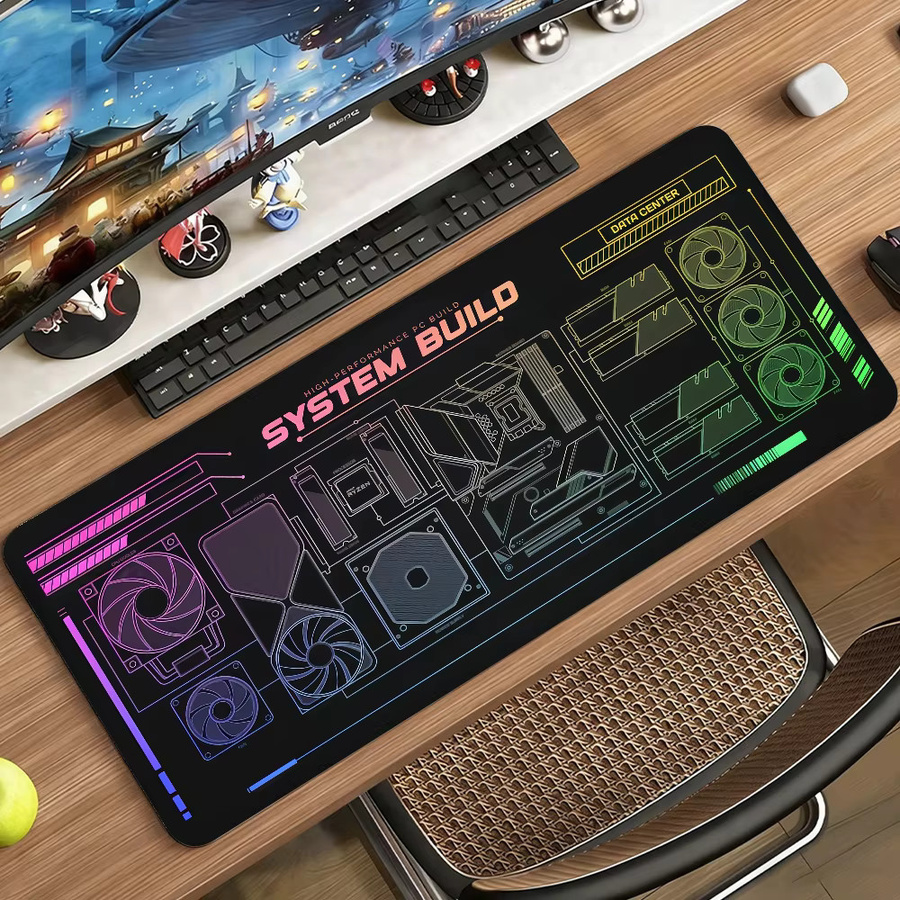 System Build Mauspad für Computer und Laptop, rutschfeste Schreibtischunterlage aus Gummi, multicolour - Bild 3