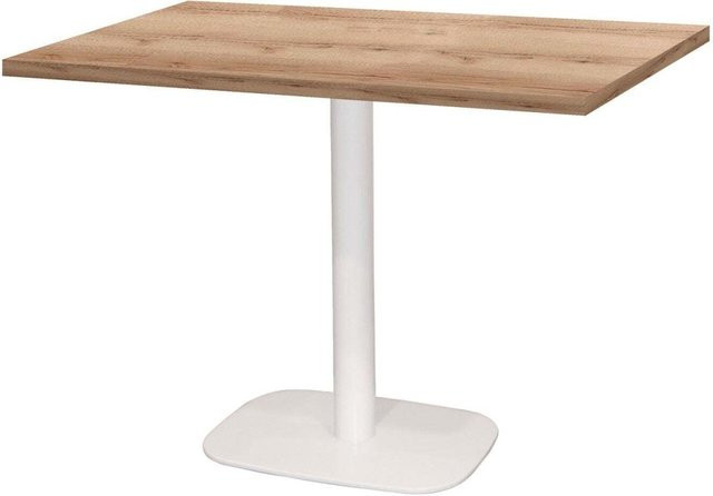 RestooTab Tisch Round rechteckig mit Eiche Platte und weißem Gestell, B/T/H: 120 x 70 x 75 cm - Bild 1