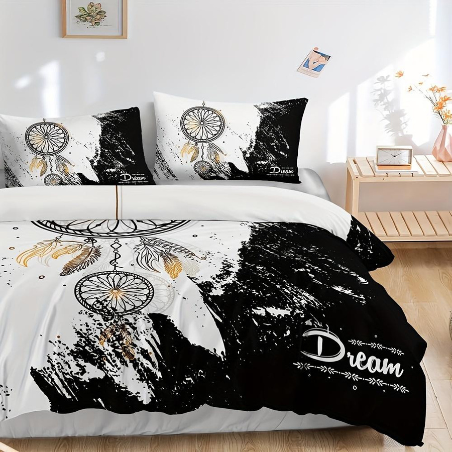 Traumfänger Bettwäsche-Set Your Warm Home in Schwarz-Weiß, 3-teilig, weich und atmungsaktiv, B/H: 172 x 218 cm - Bild 2