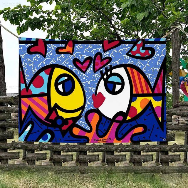 Britto Art Cartoon Flagge Wandbehang Multicolor als Wanddekoration - Bild 1