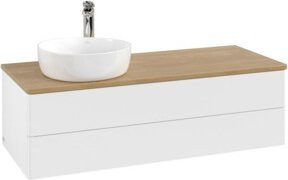 V&B Waschtischunterschrank Antao mit Beleuchtung, Farbe Weiß, Eiche Honig, B/T/H: 120 x 50 x 36 cm - Bild 1