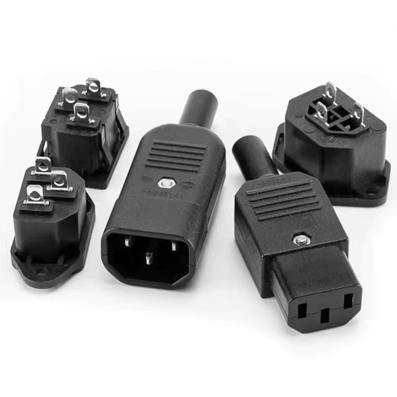 5 Stück IEC C13 C14 Kabelstecker Set, wiederverdrahtbare 3-polige AC-Buchse und Stecker, 10A 250V, Schwarz - Bild 2